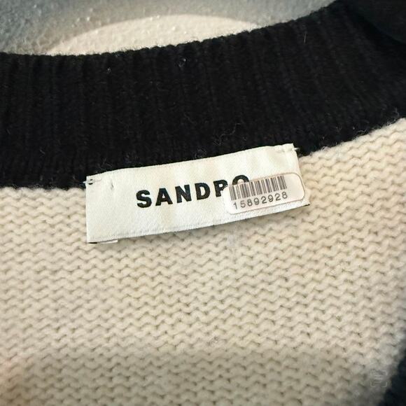 Sandro Lunea Wool Contrasting Knit Sleeveless Coatigan Cardigan Sweater - Picture 7 of 7